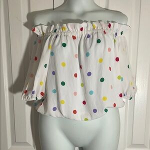 NWT - NY&Co. Colorful Polka Dot Off-Shoulder Top
